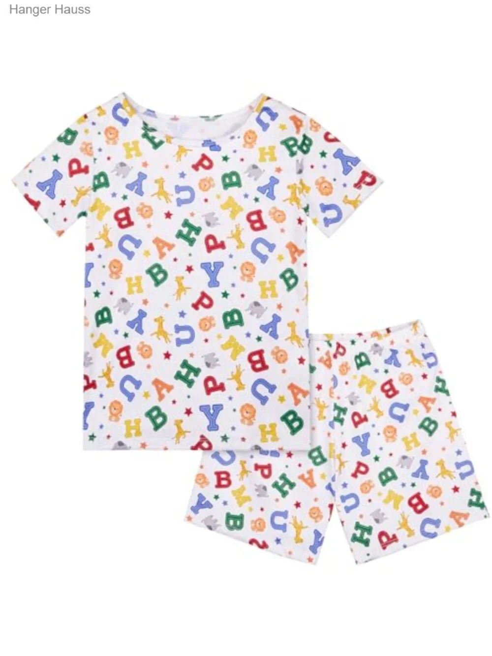 Boys Pajama Set Soft Breathable 2-Piece Short Sleeve Top & Elastic Waist Shorts